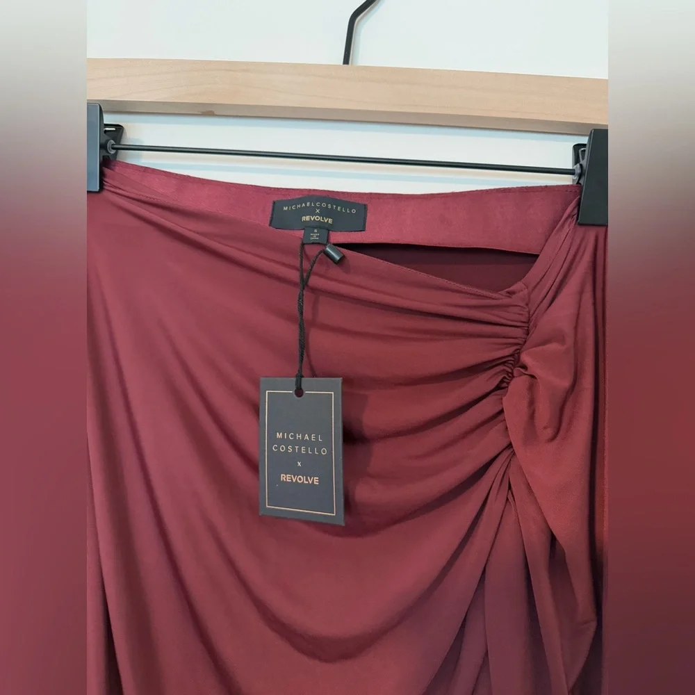 Michael Costello x REVOLVE NWT Leah Maxi Skirt in Maroon Size Small
